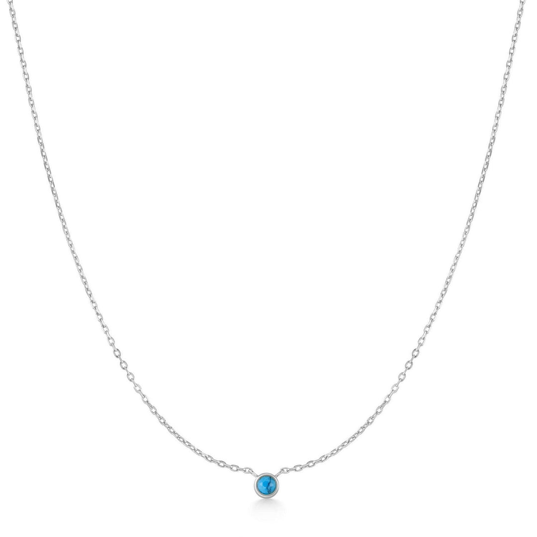 Ania Haie Silver Bezel-Set Lab-Created Turquoise Solitaire Necklace N073-01H
