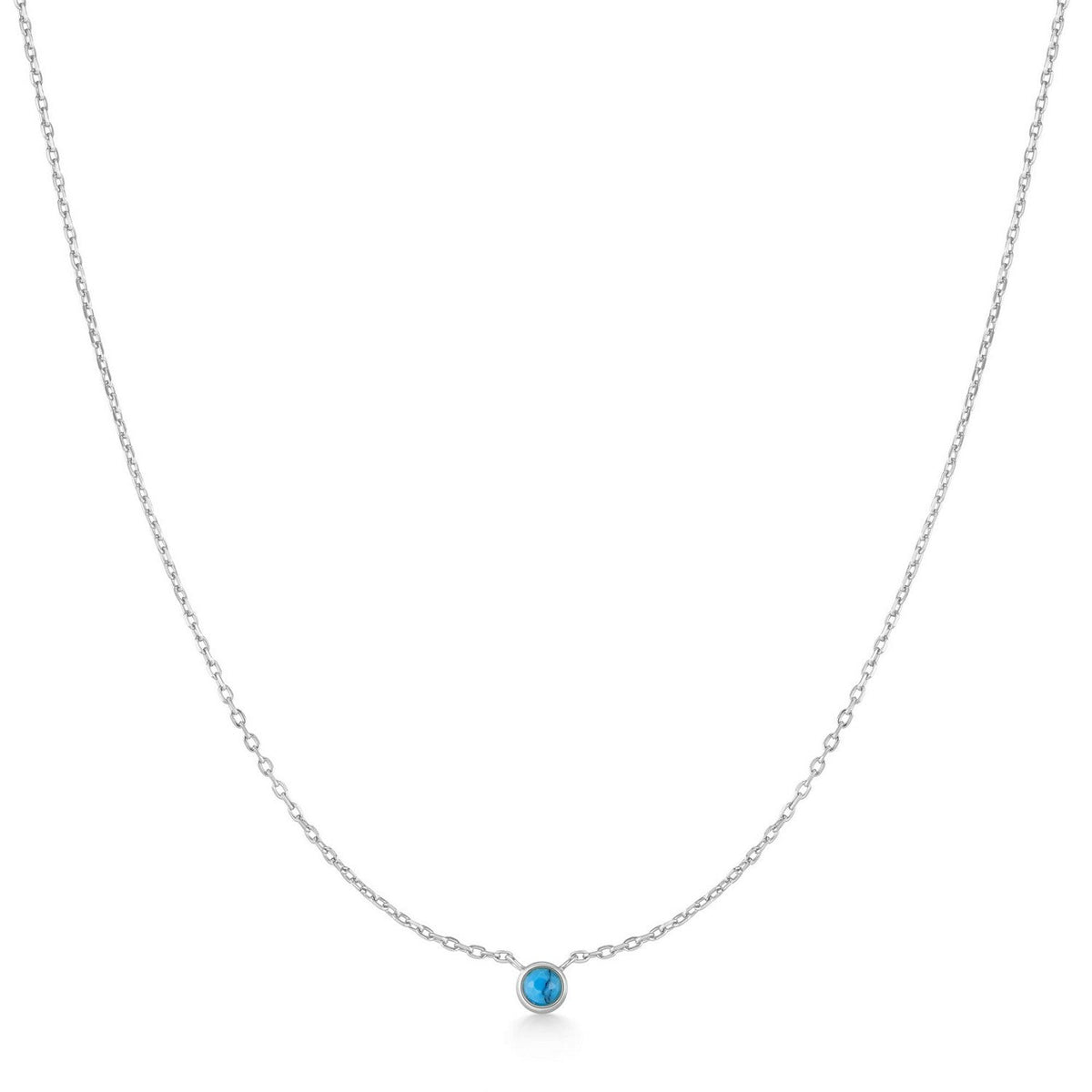 Ania Haie Silver Bezel-Set Lab-Created Turquoise Solitaire Necklace N073-01H