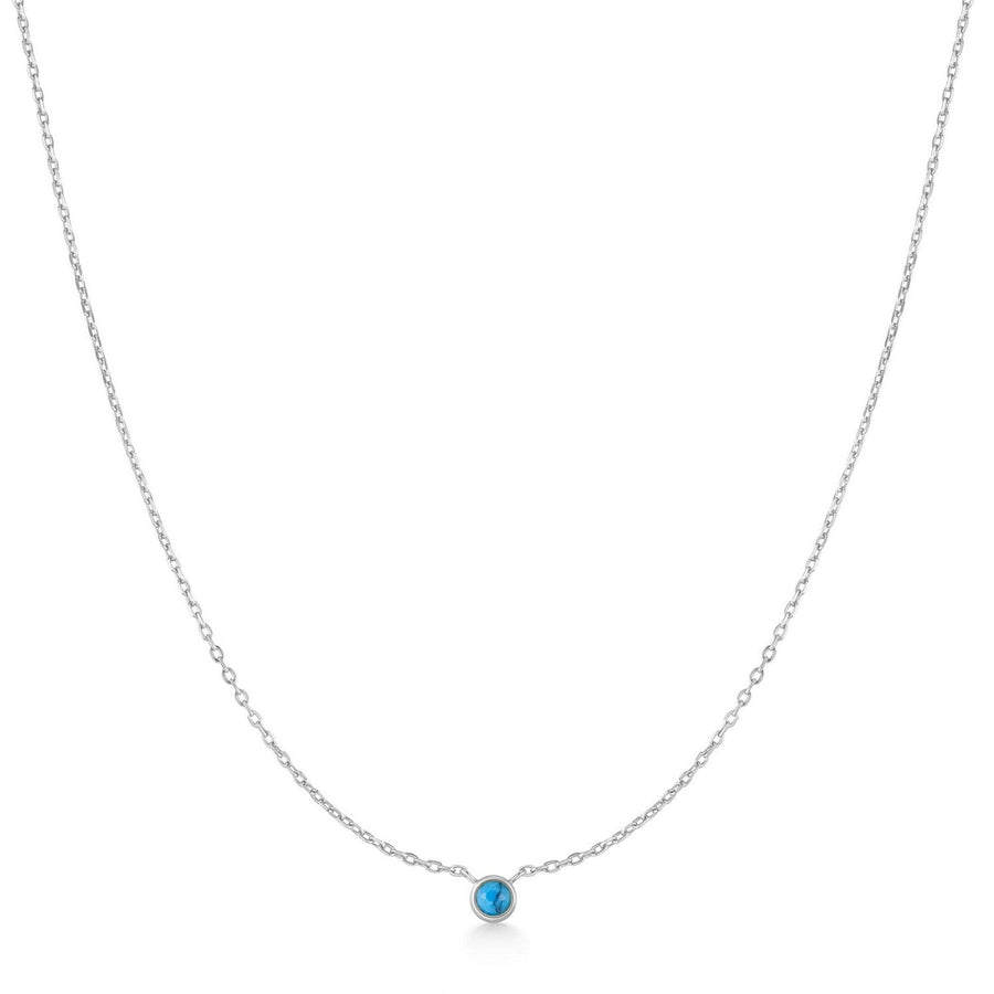 Ania Haie Silver Bezel-Set Lab-Created Turquoise Solitaire Necklace N073-01H