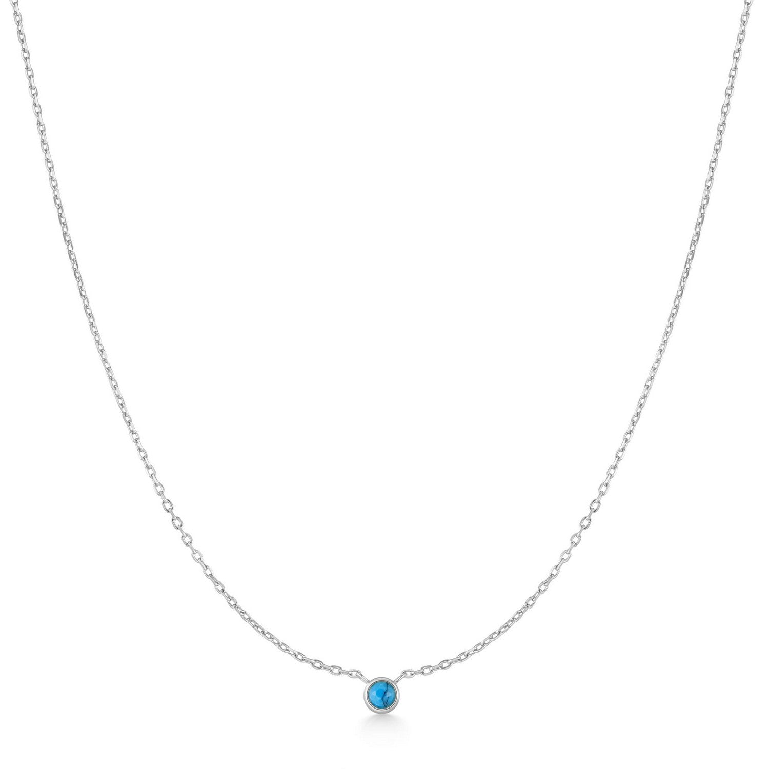 Ania Haie Silver Bezel-Set Lab-Created Turquoise Solitaire Necklace N073-01H