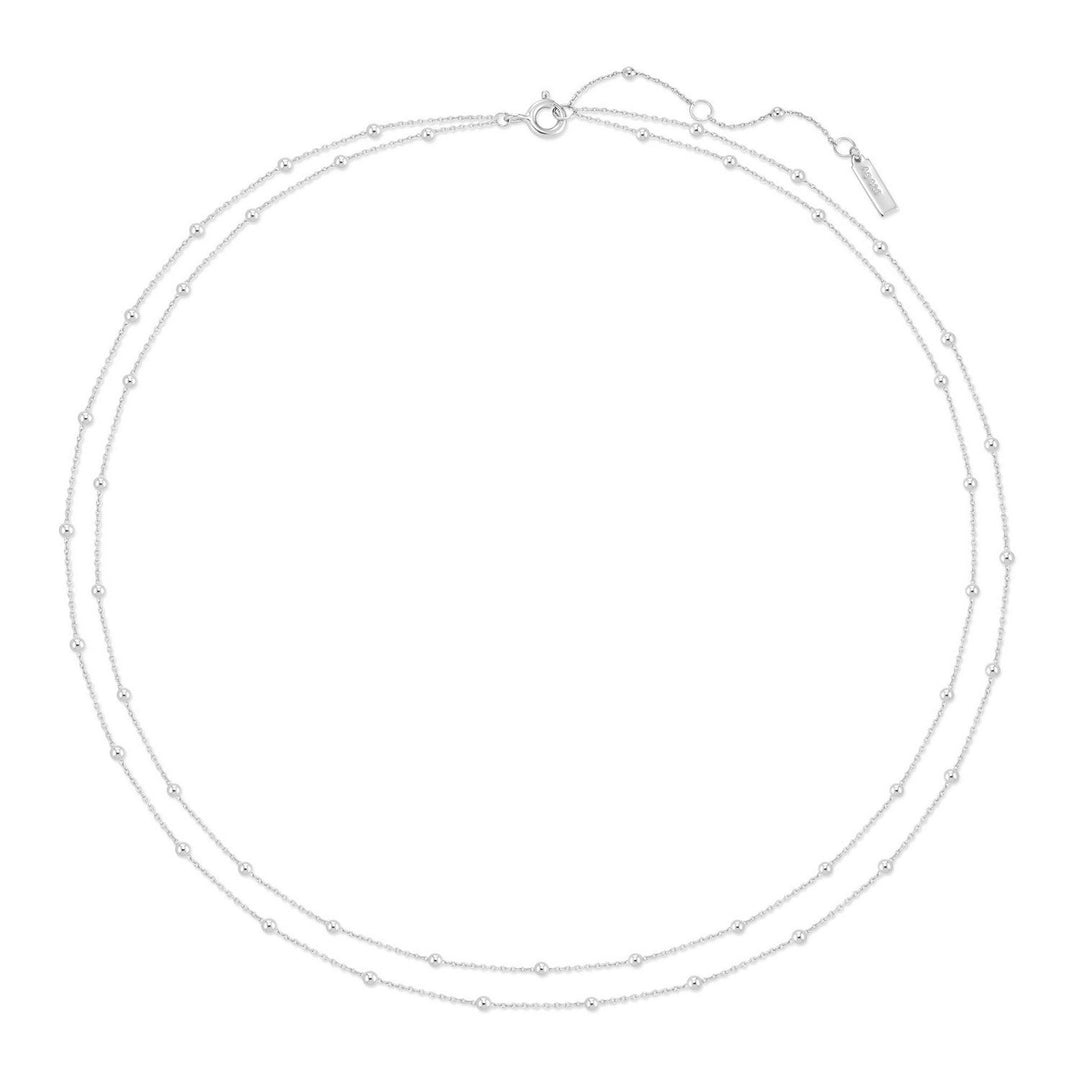 Ania Haie Silver Double Chain Bead Station Necklace N073-04H