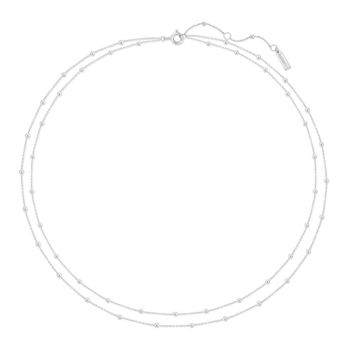 Ania Haie Silver Double Chain Bead Station Necklace N073-04H