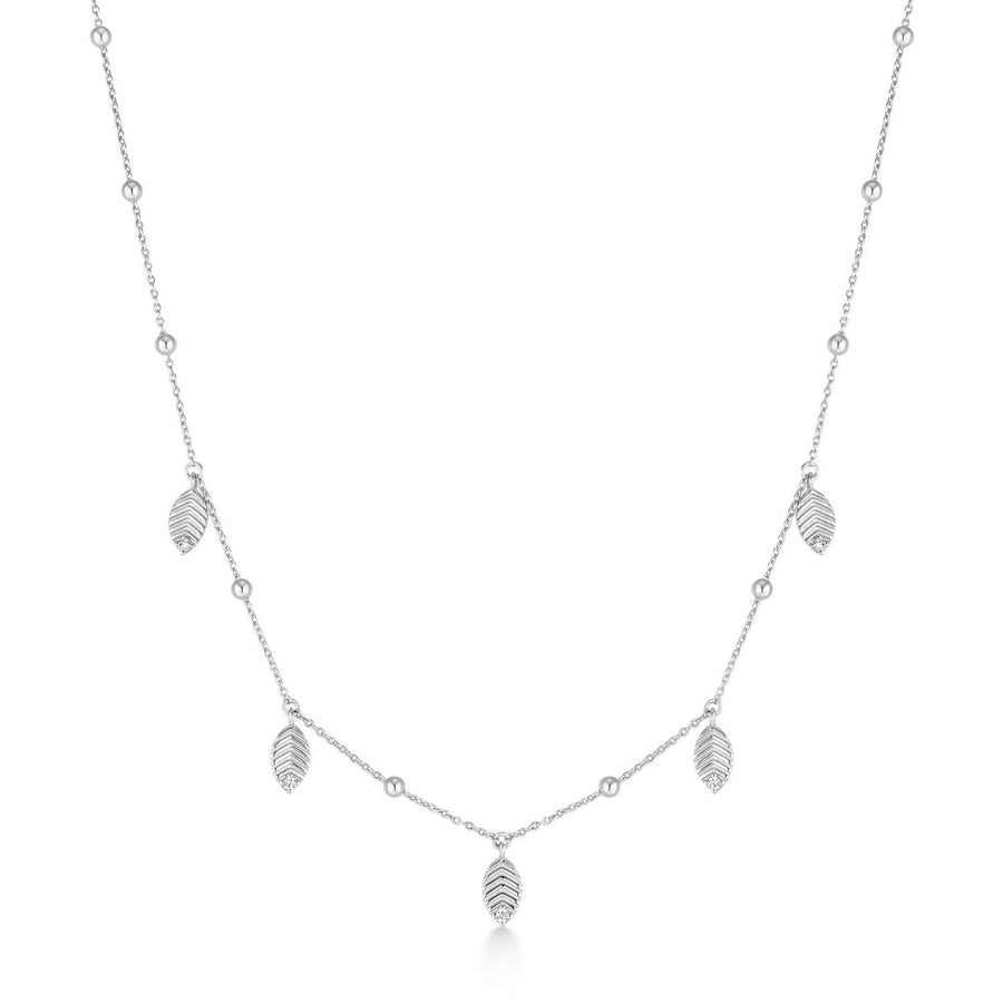Ania Haie Silver Leaf Station Necklace N073-06H