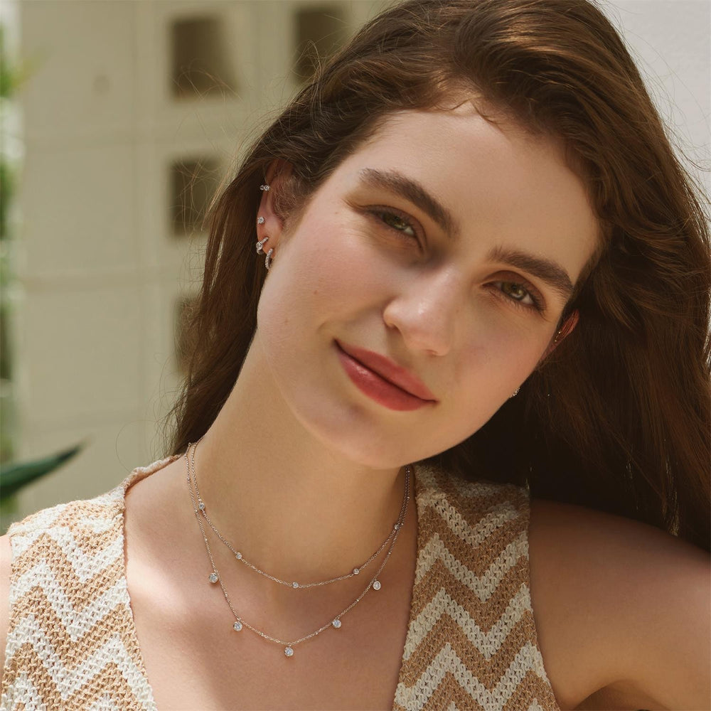 Ania Haie Silver Molten Bezel-Set Droplet Station Necklace N074-07H