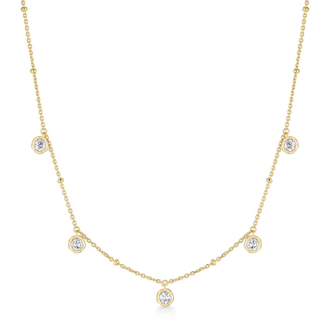 Ania Haie Gold Molten Bezel-Set Droplet Station Necklace N074-07G