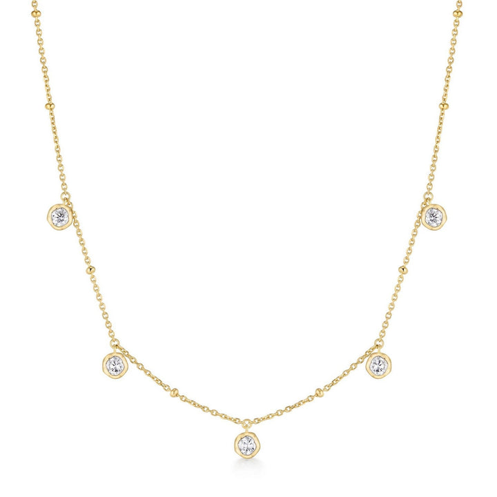 Ania Haie Gold Molten Bezel-Set Droplet Station Necklace N074-07G