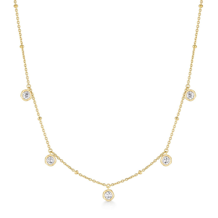 Ania Haie Gold Molten Bezel-Set Droplet Station Necklace N074-07G