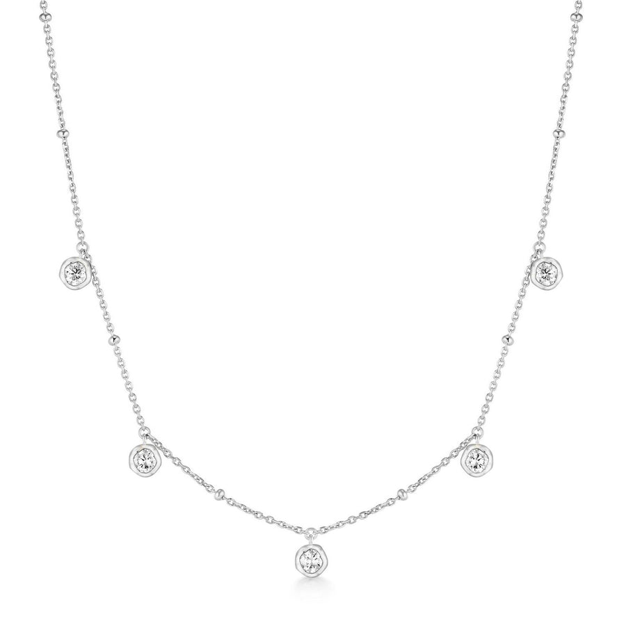 Ania Haie Silver Molten Bezel-Set Droplet Station Necklace N074-07H