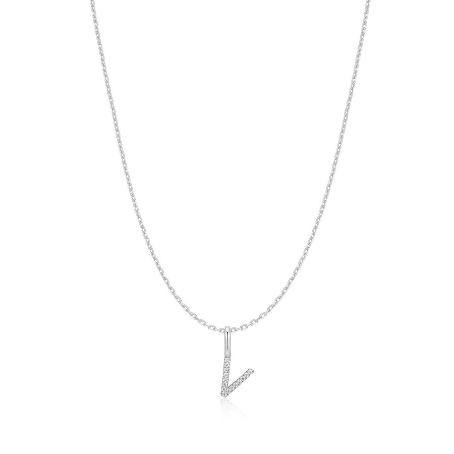 Ania Haie Silver Letter V Initial Necklace N074-30H