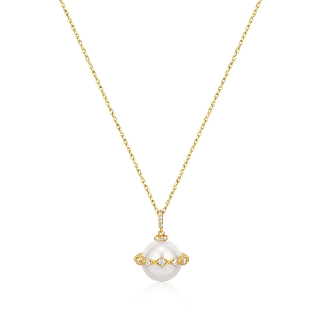 Ania Haie Gold Shell Pearl Halo Evil-Eye Necklace N075-02G