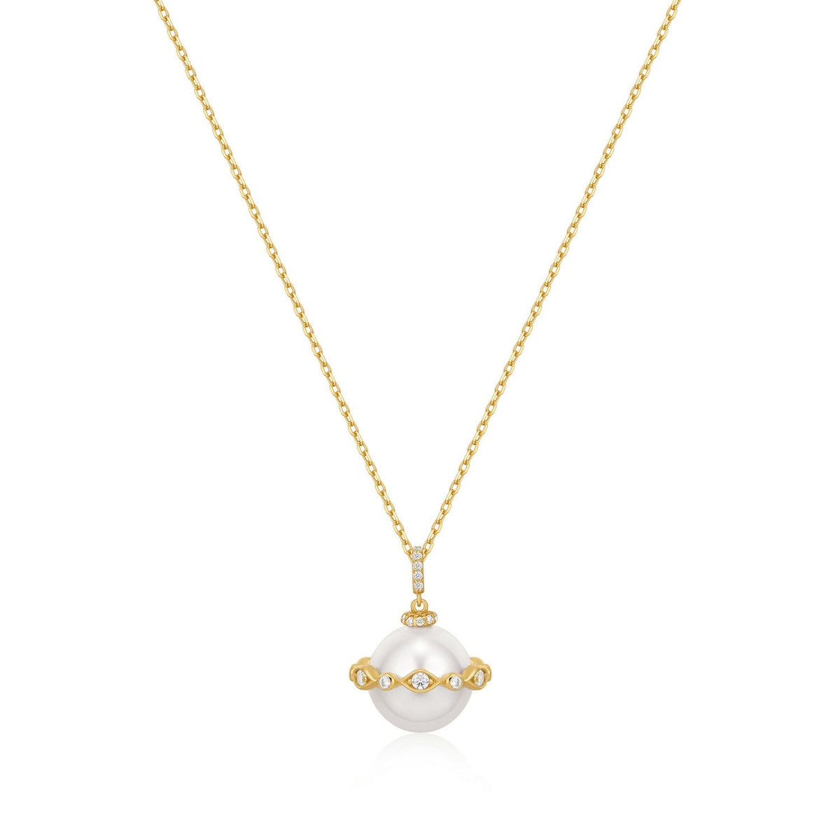 Ania Haie Gold Shell Pearl Halo Evil-Eye Necklace N075-02G