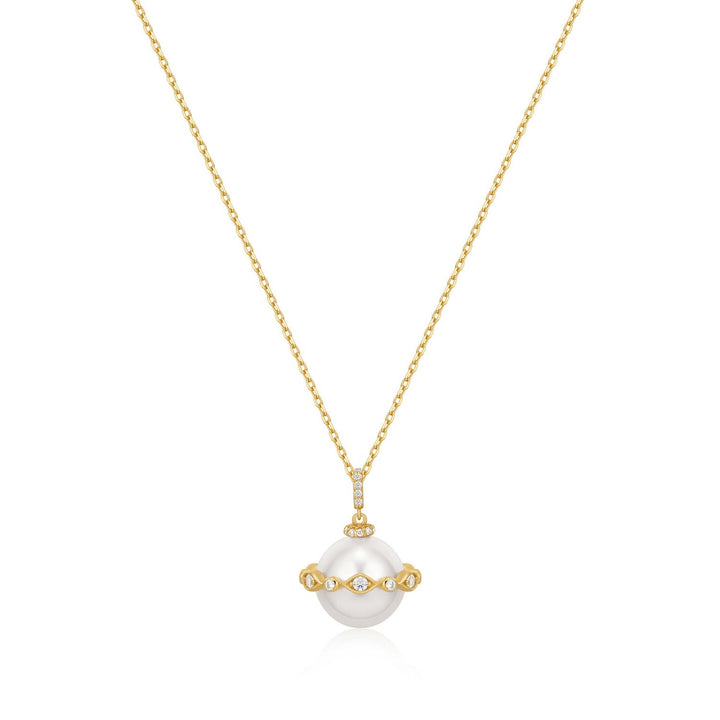 Ania Haie Gold Shell Pearl Halo Evil-Eye Necklace N075-02G