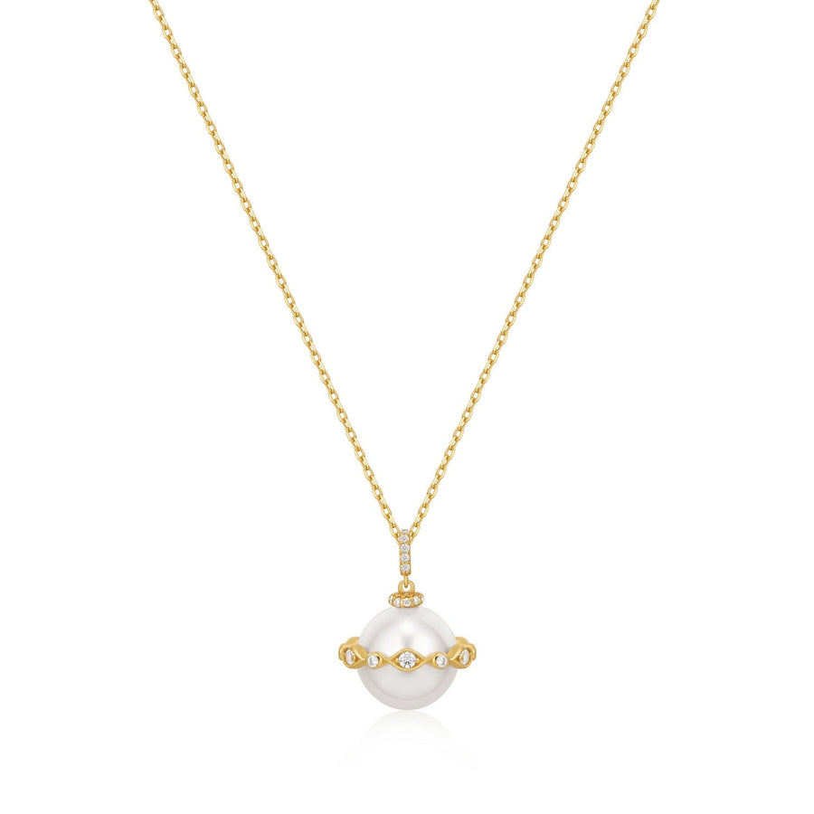 Ania Haie Gold Shell Pearl Halo Evil-Eye Necklace N075-02G
