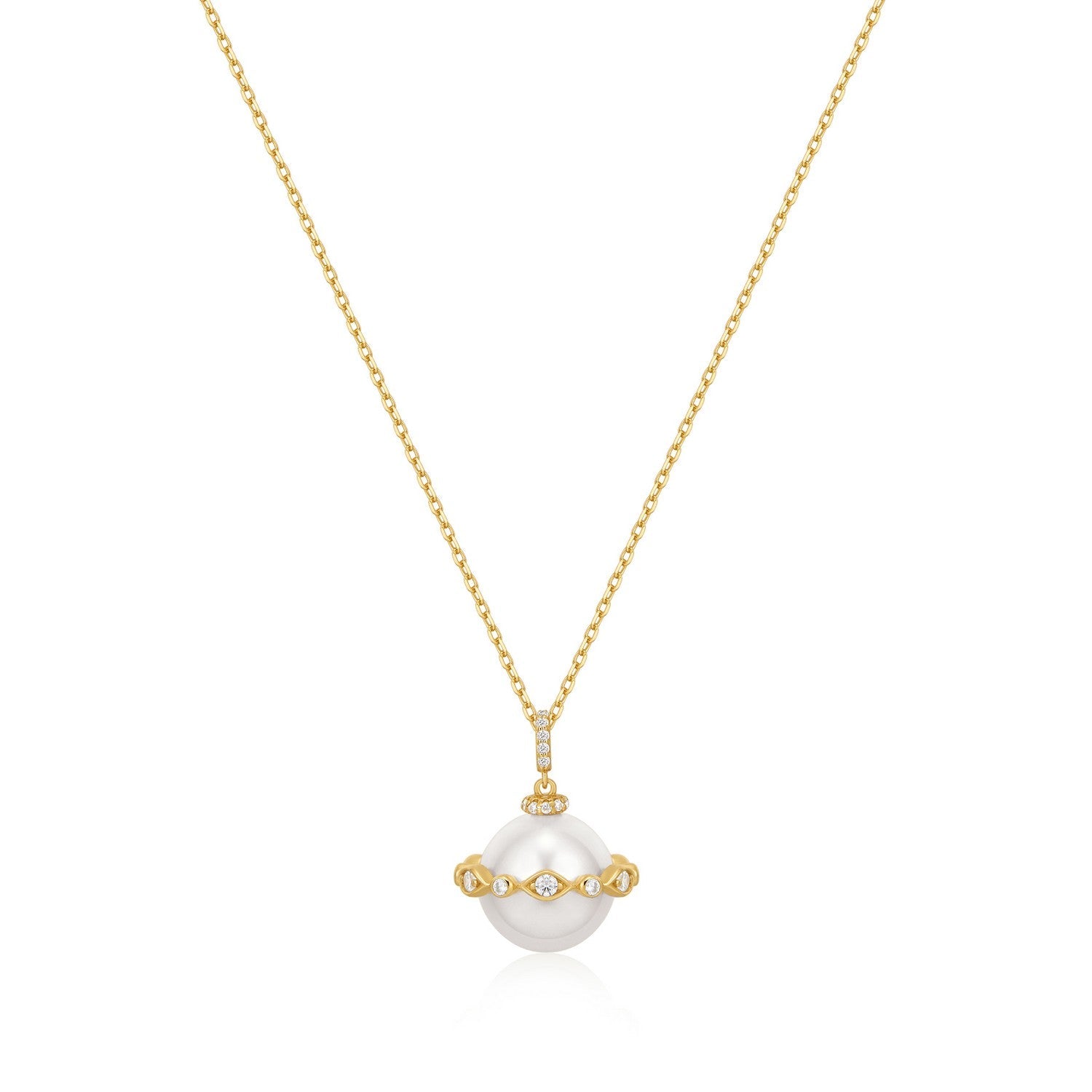 Ania Haie Gold Shell Pearl Halo Evil-Eye Necklace N075-02G