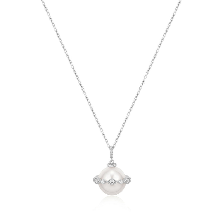Ania Haie Silver Shell Pearl Halo Evil-Eye Necklace N075-02H