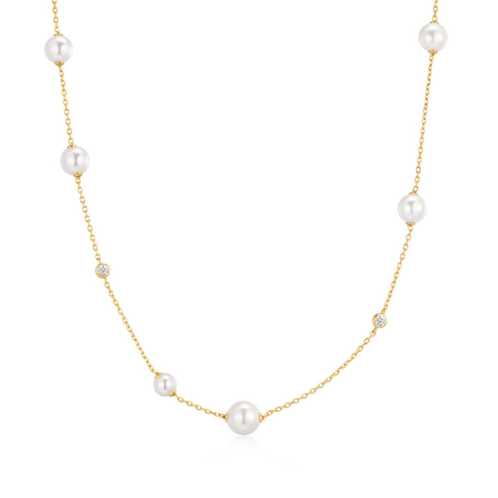 Ania Haie Gold Asymmetric Shell Pearl Station Necklace N075-05G