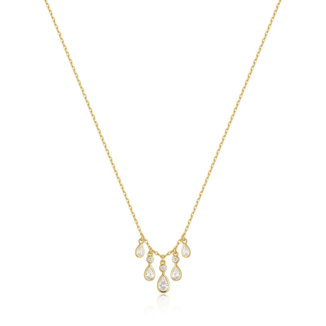 Ania Haie Wanderer Gold Bezel-Set Teardrop Cascade Necklace N076-04G