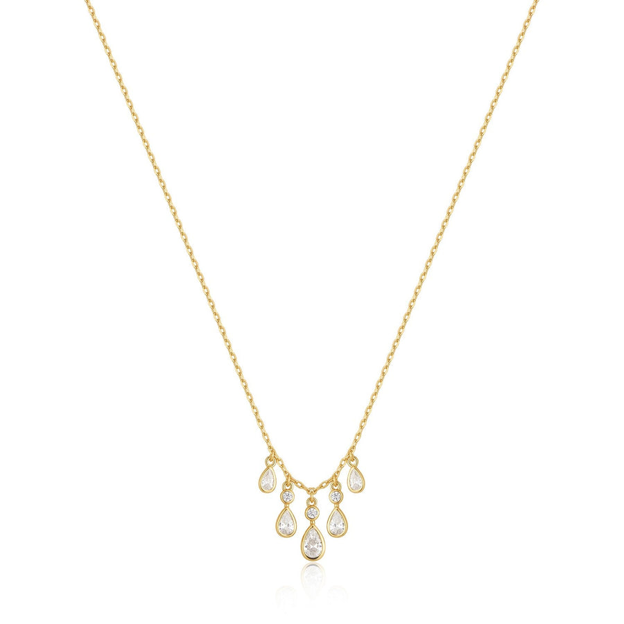 Ania Haie Wanderer Gold Bezel-Set Teardrop Cascade Necklace N076-04G