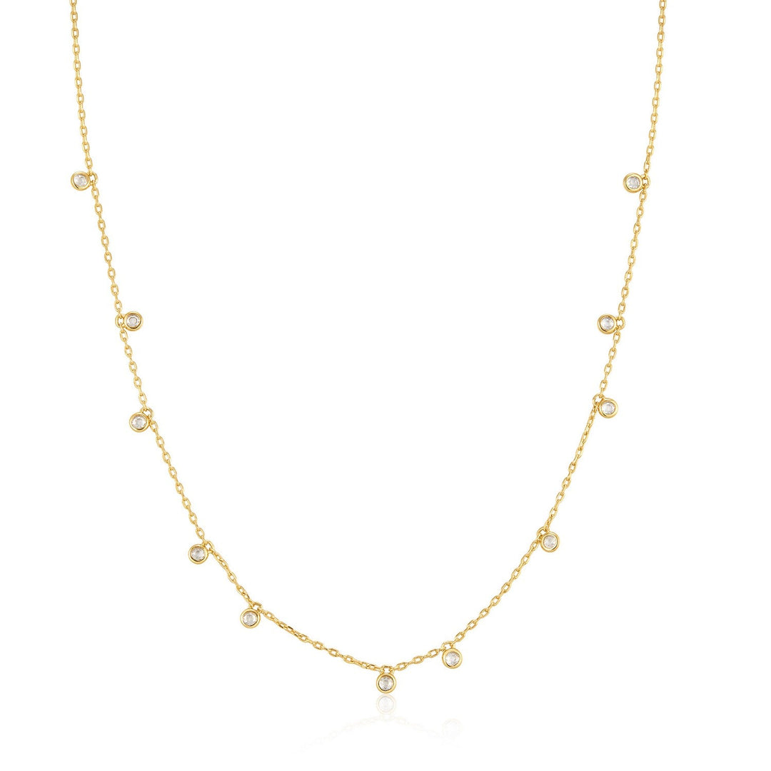 Ania Haie Wanderer Gold Bezel-Set Droplet Station Necklace N076-05G