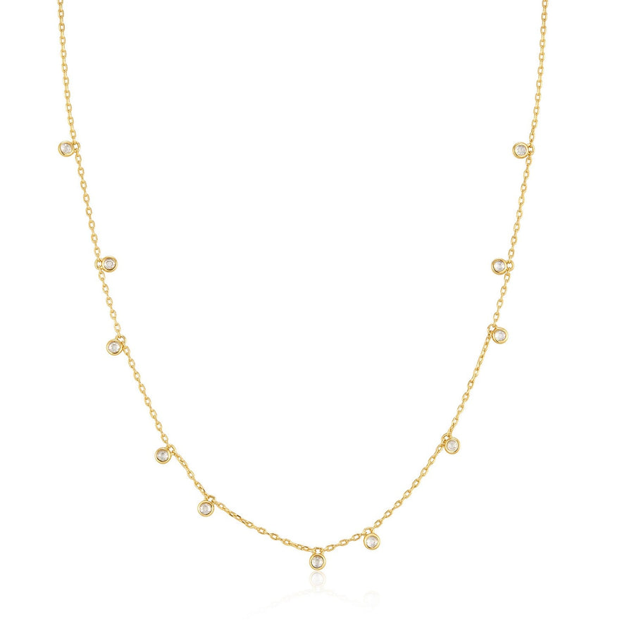 Ania Haie Wanderer Gold Bezel-Set Droplet Station Necklace N076-05G