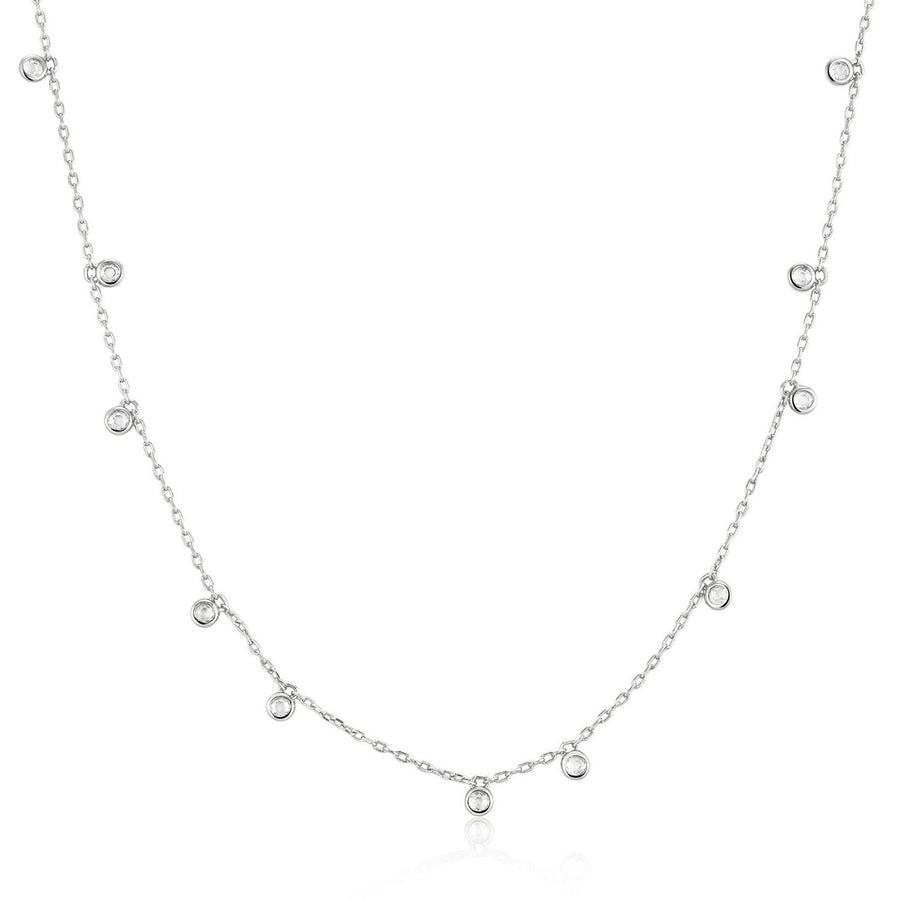 Ania Haie Wanderer Silver Bezel-Set Droplet Station Necklace N076-05H