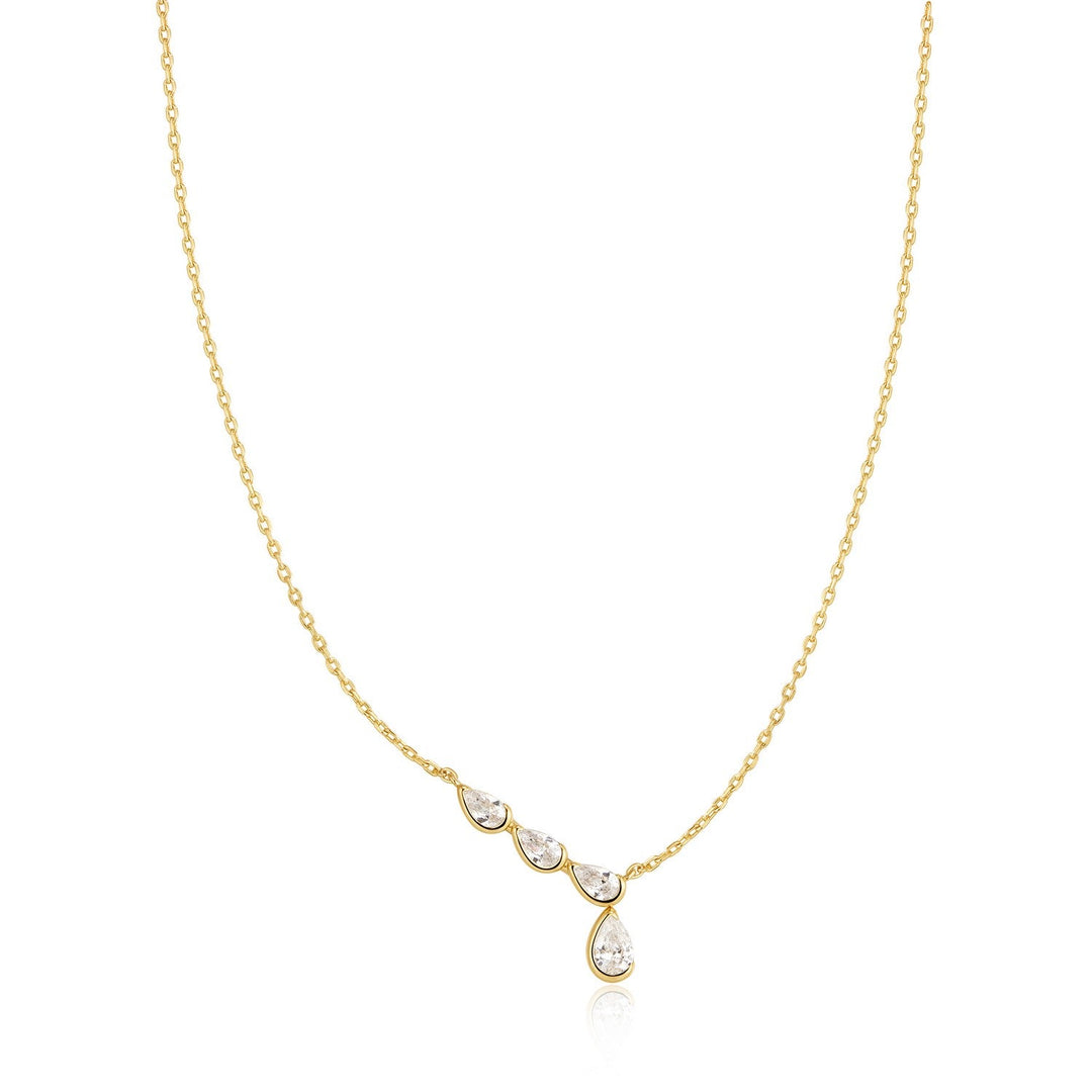 Ania Haie Wanderer Gold Half-Bezel Angled & Dangle Teardrop Necklace N076-06G