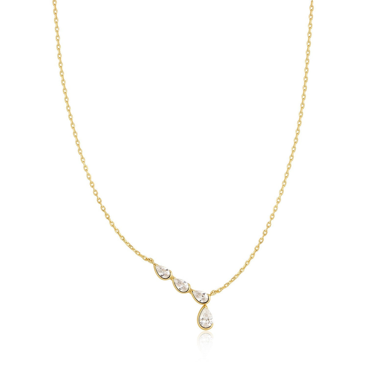 Ania Haie Wanderer Gold Half-Bezel Angled & Dangle Teardrop Necklace N076-06G