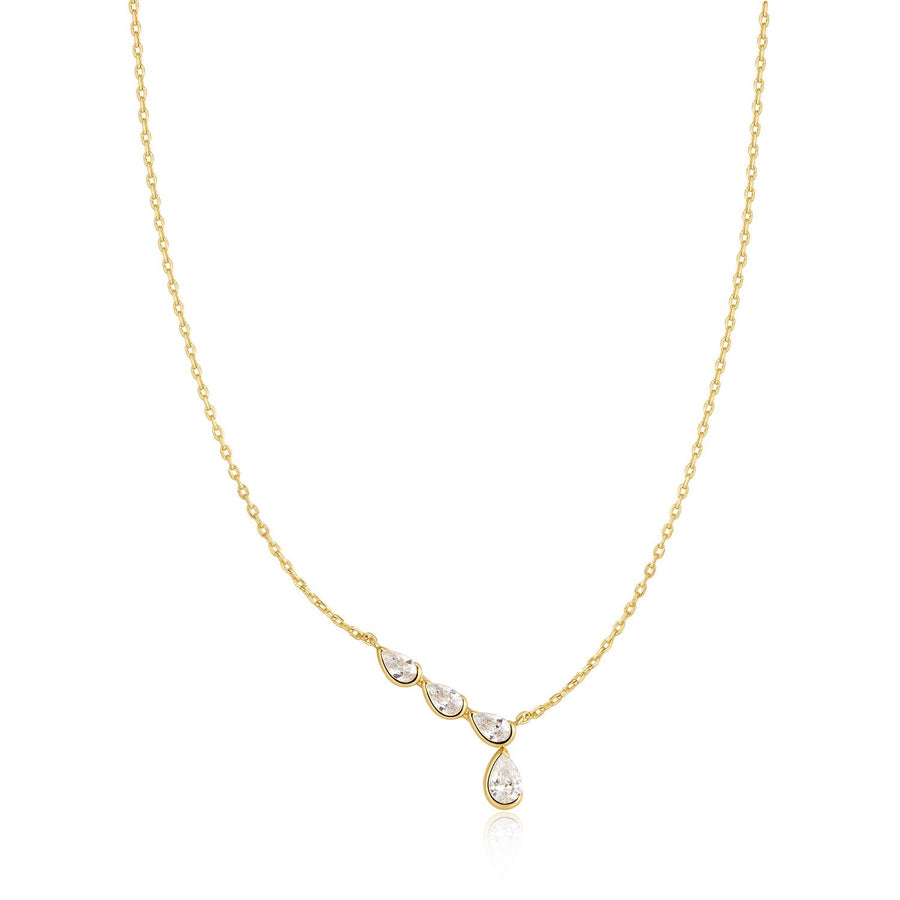 Ania Haie Wanderer Gold Half-Bezel Angled & Dangle Teardrop Necklace N076-06G