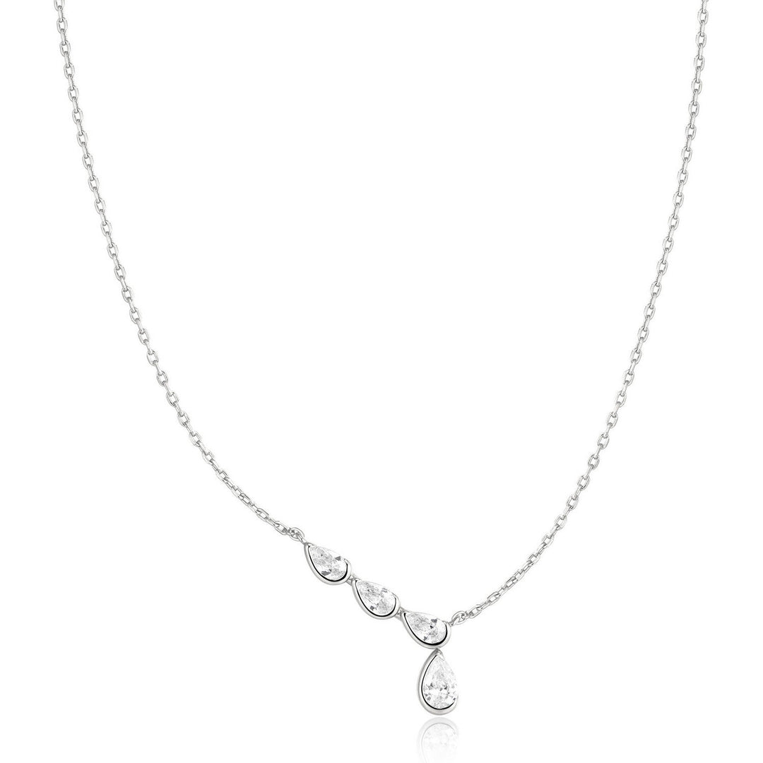 Ania Haie Wanderer Silver Half-Bezel Angled & Dangle Teardrop Necklace N076-06H