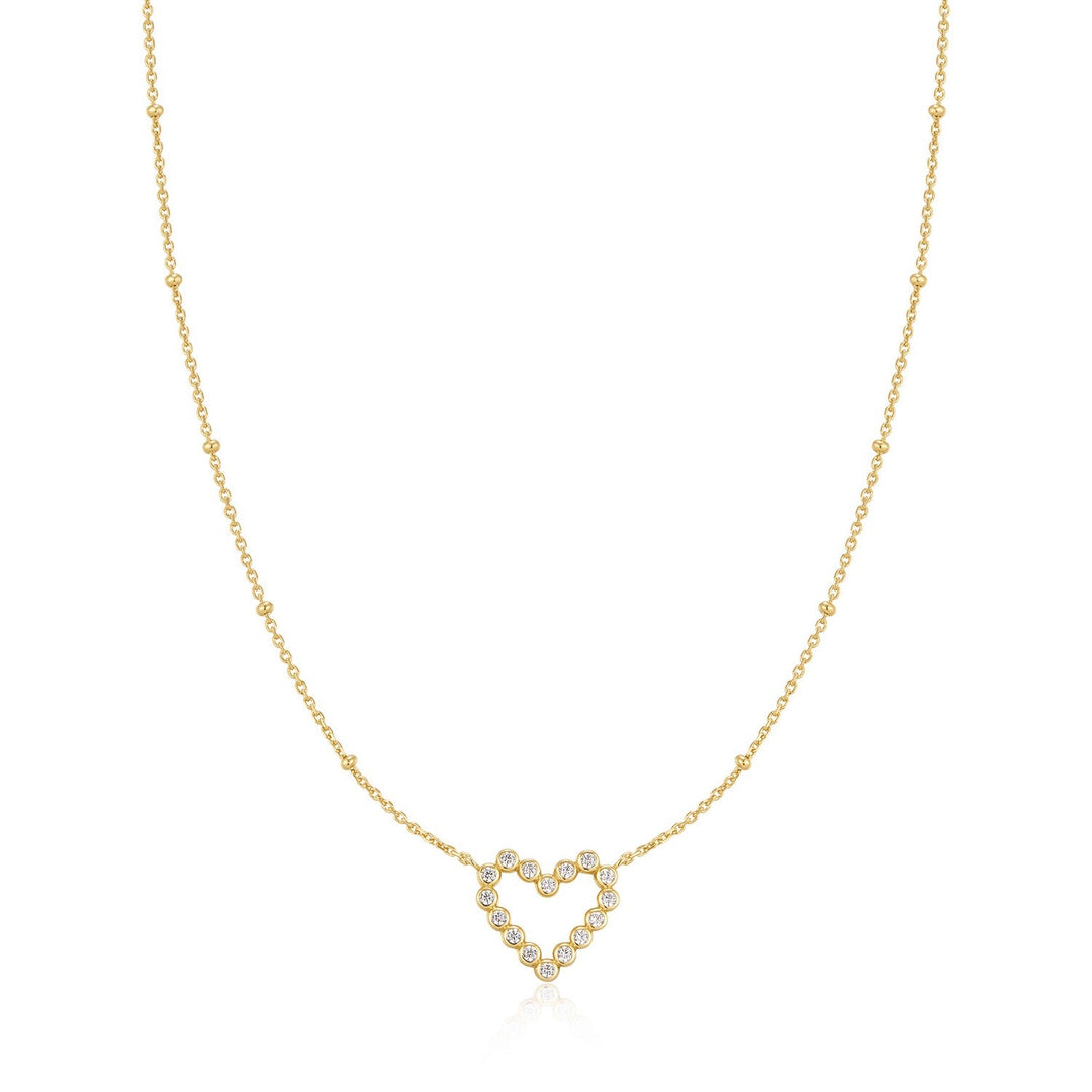 Ania Haie Wanderer Gold Bezel-Set Round Open Heart Necklace N076-07G