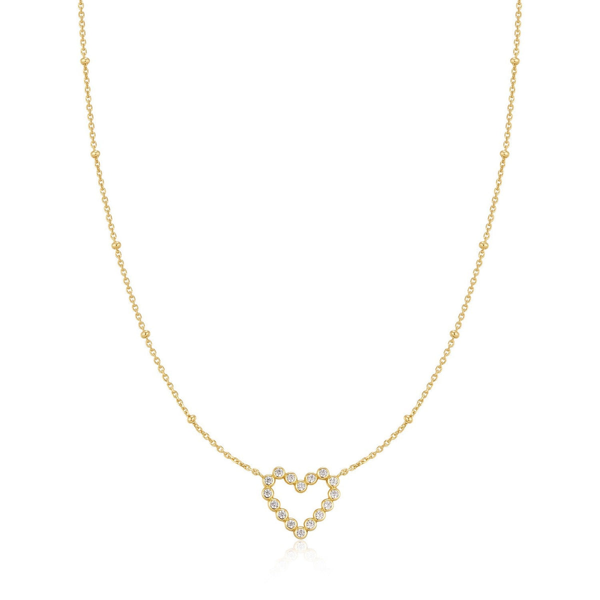 Ania Haie Wanderer Gold Bezel-Set Round Open Heart Necklace N076-07G