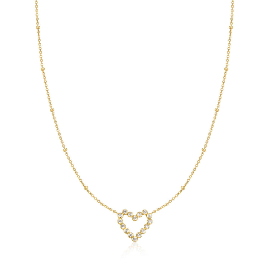 Ania Haie Wanderer Gold Bezel-Set Round Open Heart Necklace N076-07G