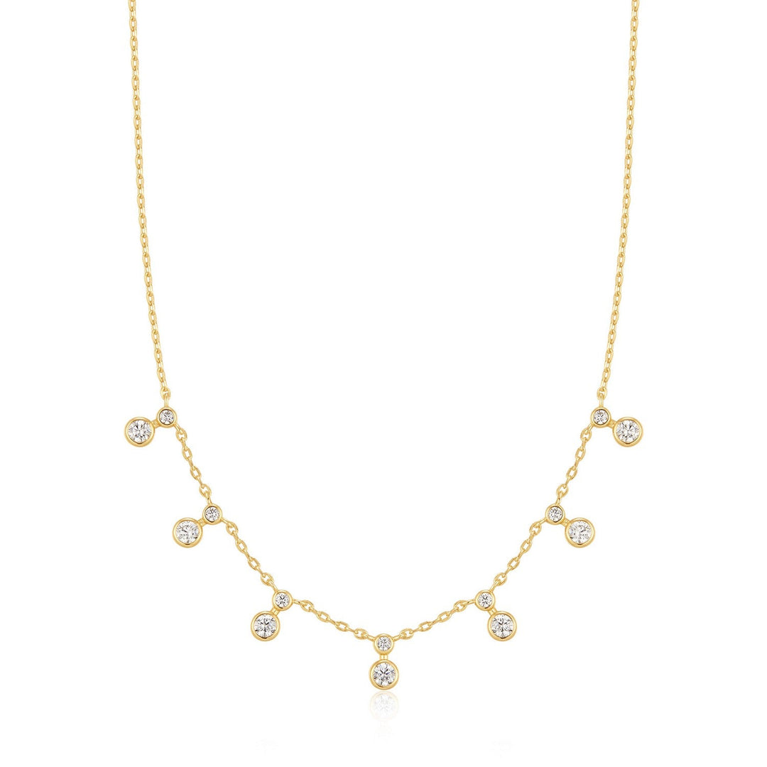 Ania Haie Wanderer Gold Graduated Bezel Round Drop Station Necklace N076-10G