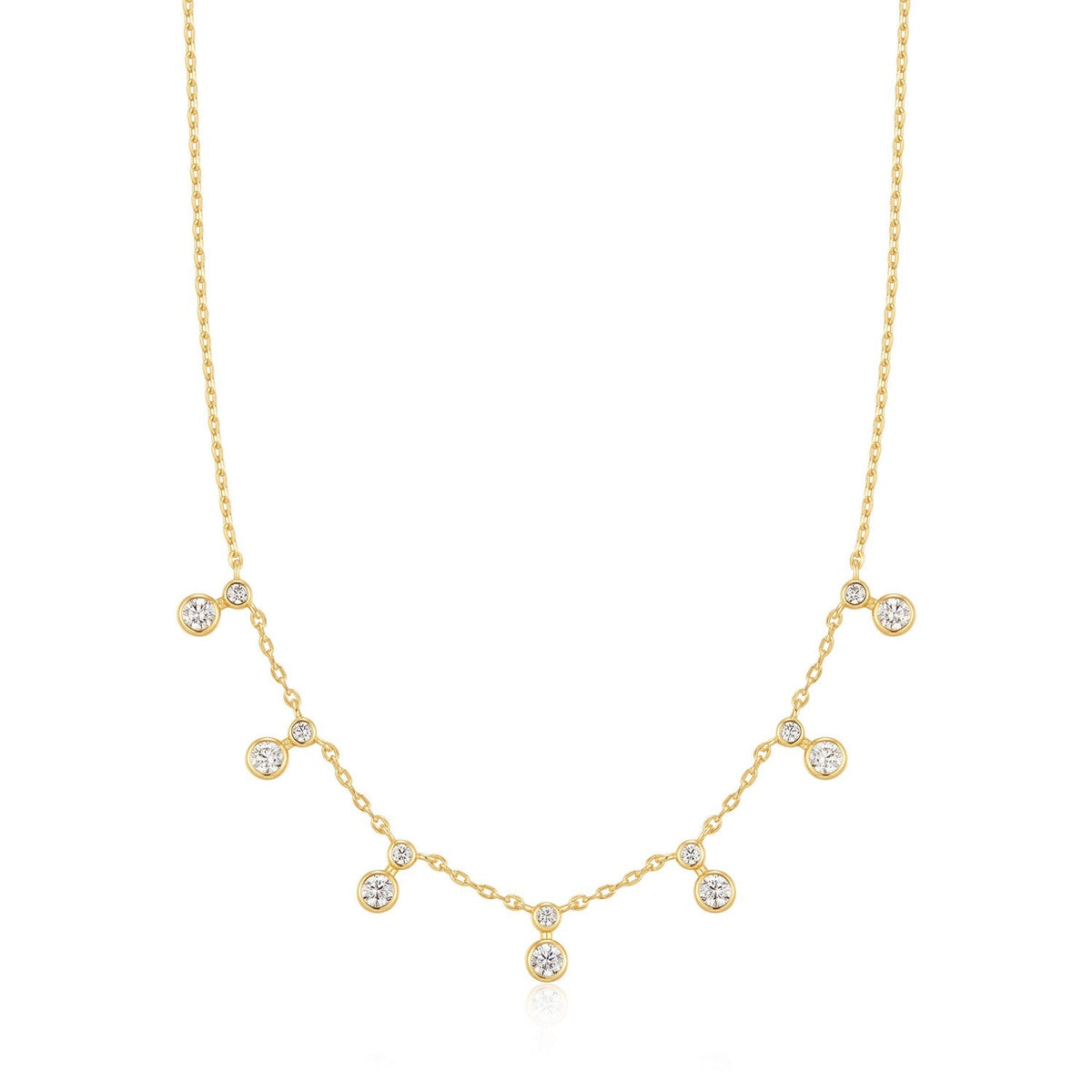 Ania Haie Wanderer Gold Graduated Bezel Round Drop Station Necklace N076-10G