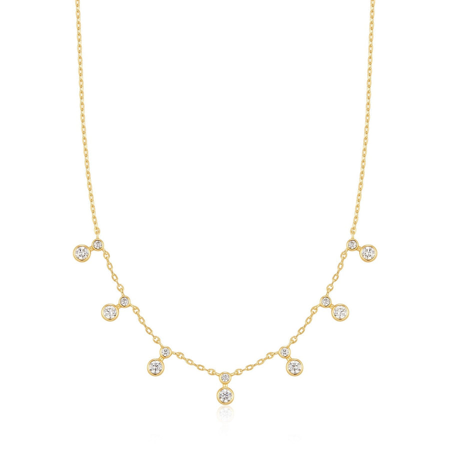 Ania Haie Wanderer Gold Graduated Bezel Round Drop Station Necklace N076-10G