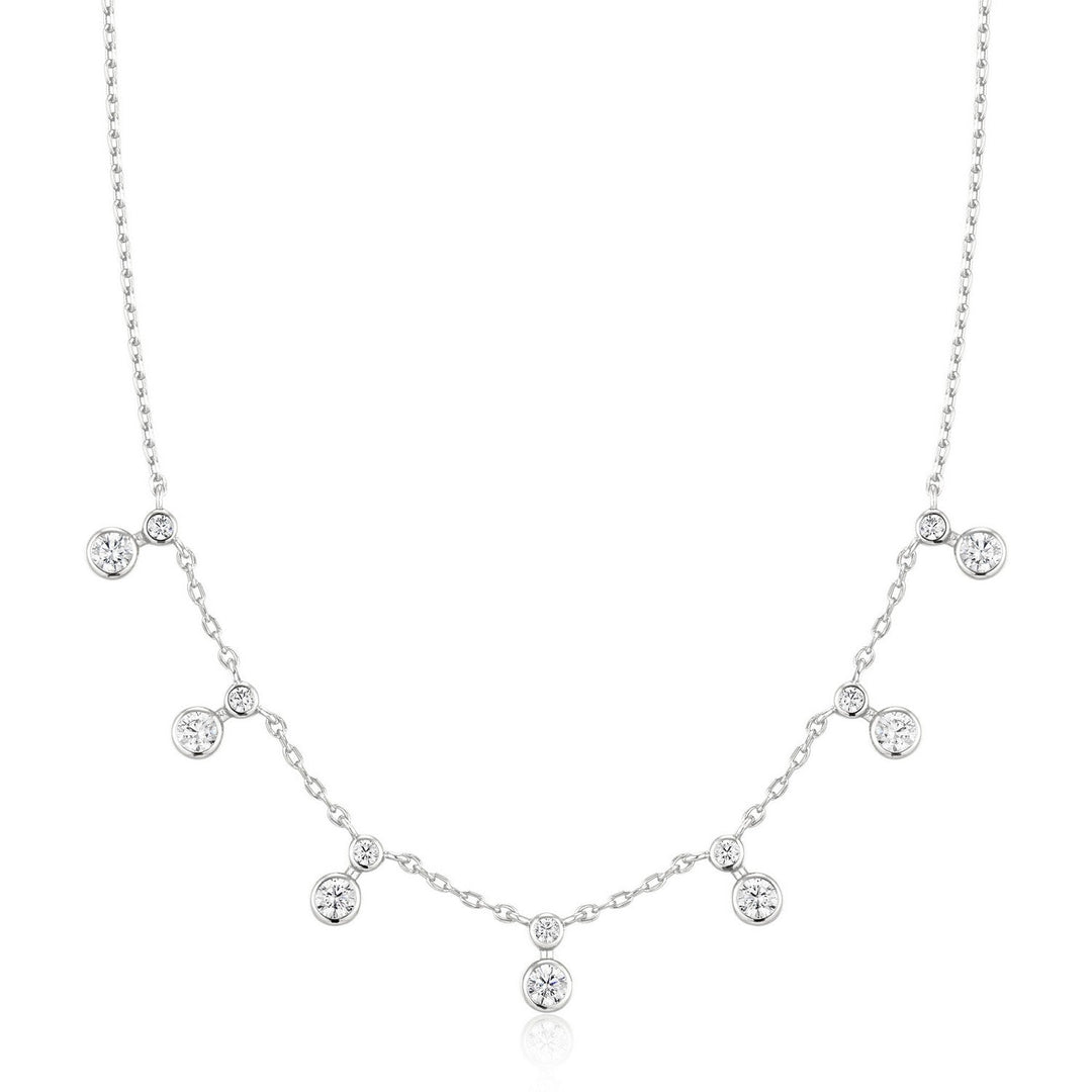 Ania Haie Wanderer Silver Graduated Bezel Round Drop Station Necklace N076-10H