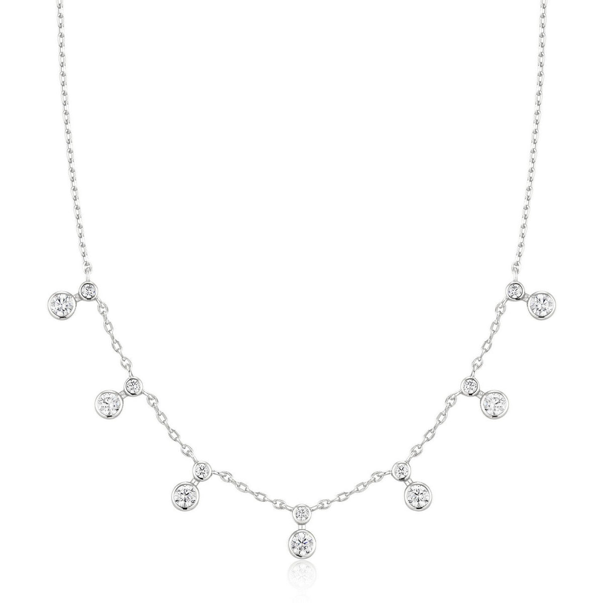 Ania Haie Wanderer Silver Graduated Bezel Round Drop Station Necklace N076-10H