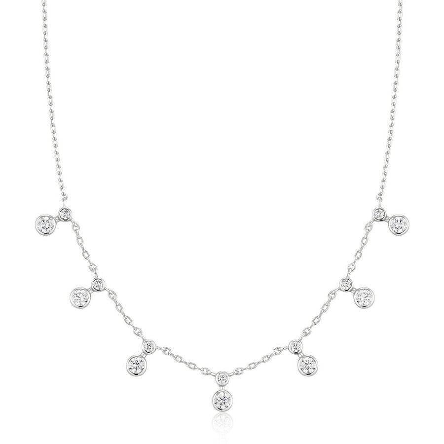 Ania Haie Wanderer Silver Graduated Bezel Round Drop Station Necklace N076-10H