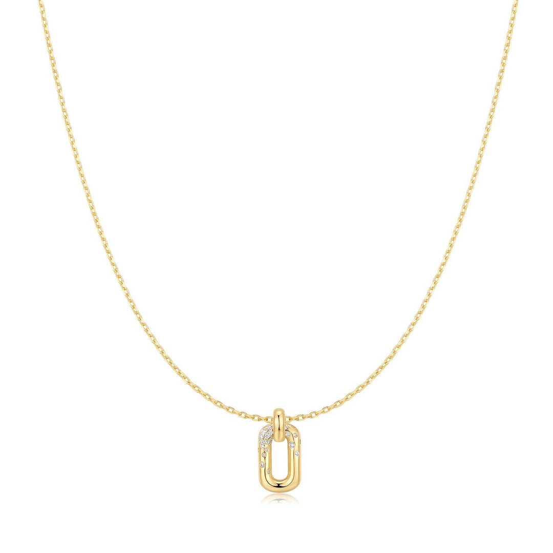 Ania Haie Wanderer Gold Sparkling Oval Hoop Pendant Necklace N076-13G