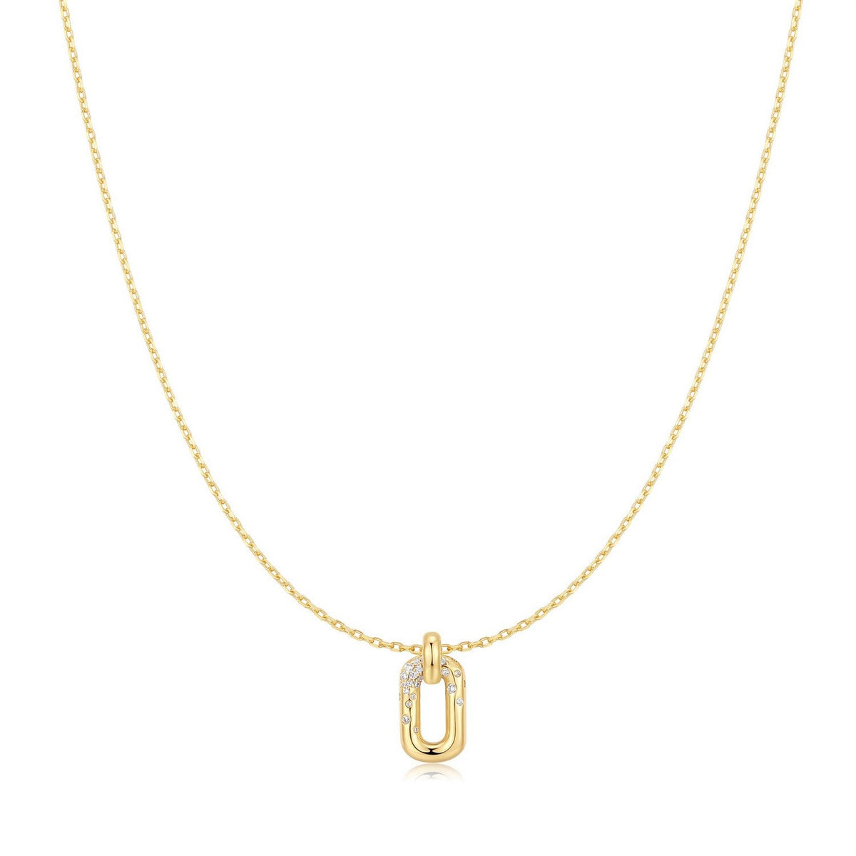 Ania Haie Wanderer Gold Sparkling Oval Hoop Pendant Necklace N076-13G