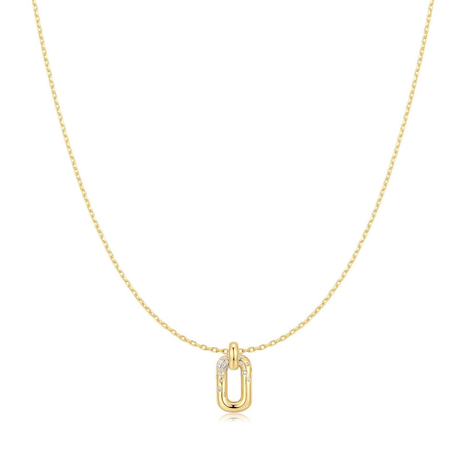 Ania Haie Wanderer Gold Sparkling Oval Hoop Pendant Necklace N076-13G