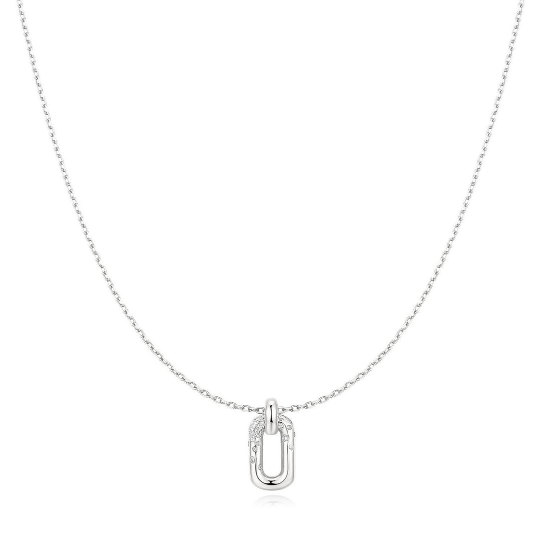 Ania Haie Wanderer Silver Sparkling Oval Hoop Pendant Necklace N076-13H