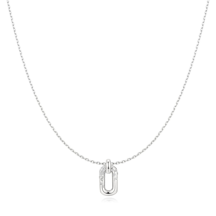 Ania Haie Wanderer Silver Sparkling Oval Hoop Pendant Necklace N076-13H