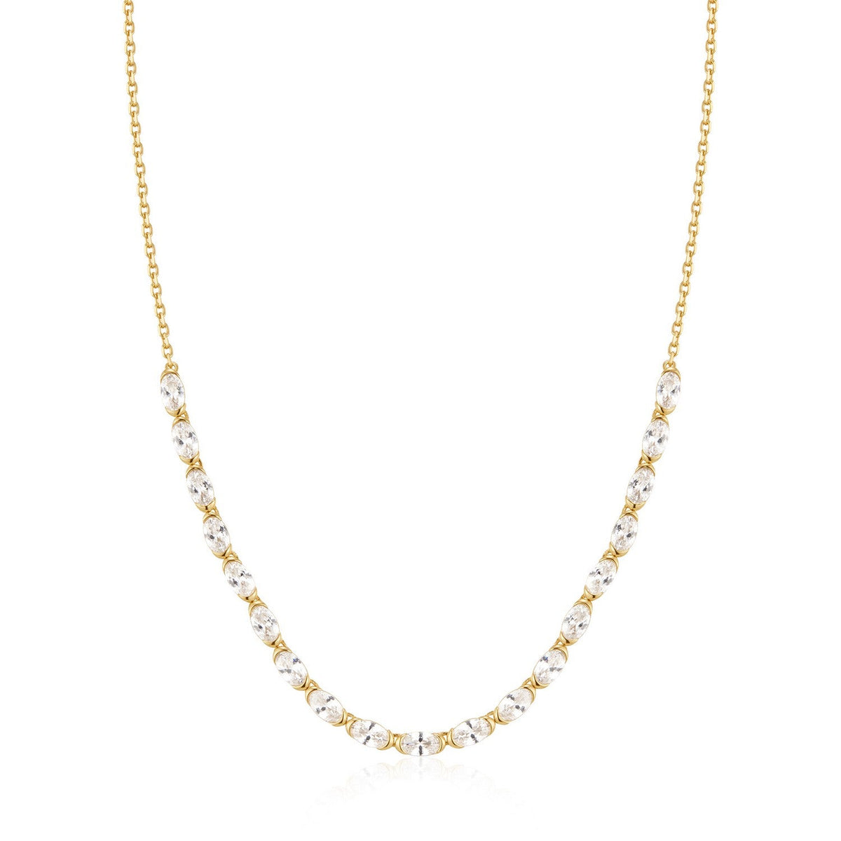 Ania Haie Wanderer Gold Half-Bezel Oval Half-Tennis Necklace N076-14G