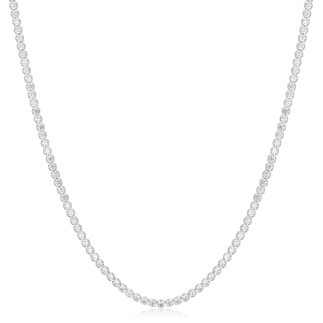 Ania Haie Wanderer Silver Half-Bezel Round Tennis Necklace N076-16H