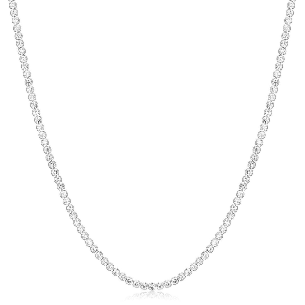 Ania Haie Wanderer Silver Half-Bezel Round Tennis Necklace N076-16H
