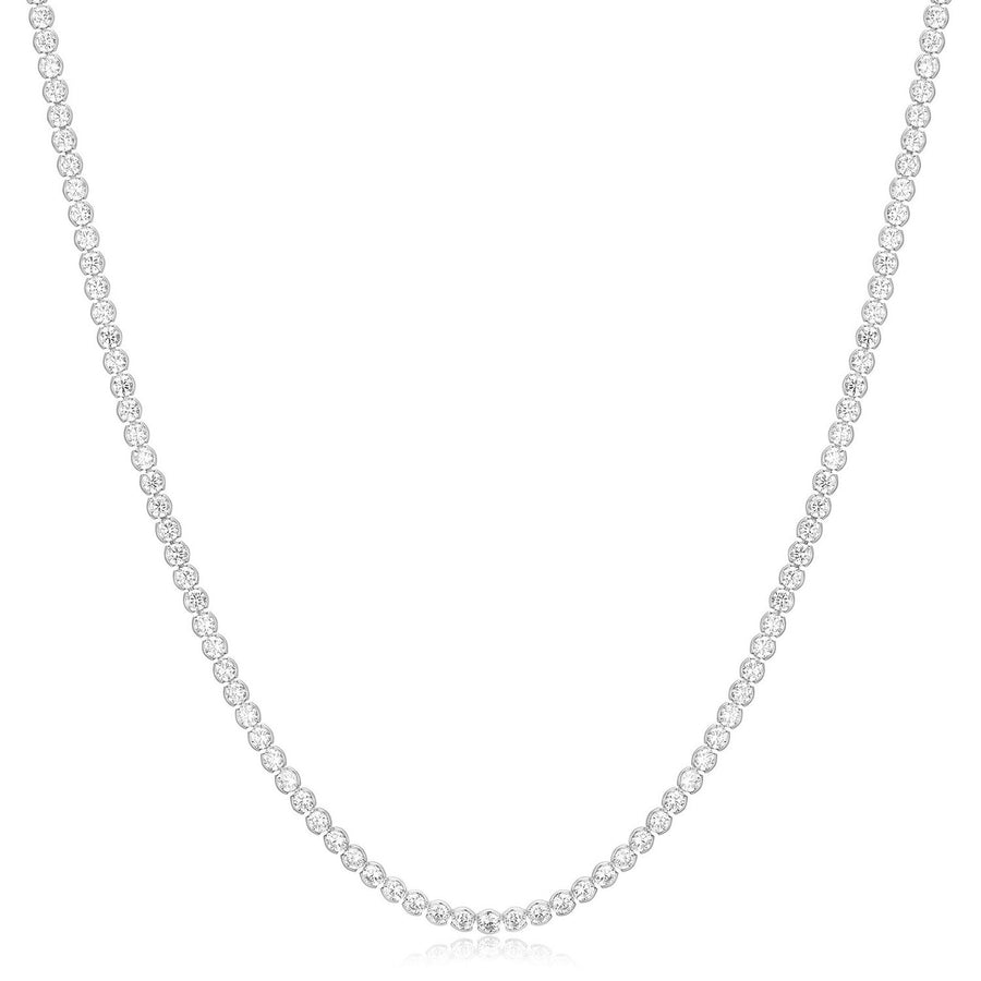 Ania Haie Wanderer Silver Half-Bezel Round Tennis Necklace N076-16H