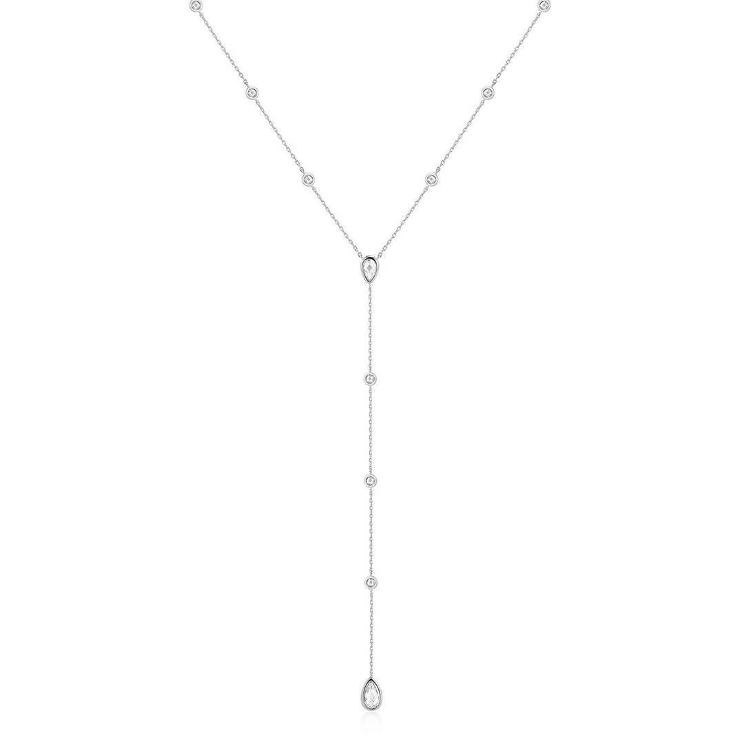 Ania Haie Wanderer Silver Round & Teardrop Bezel Station Y Necklace N076-17H