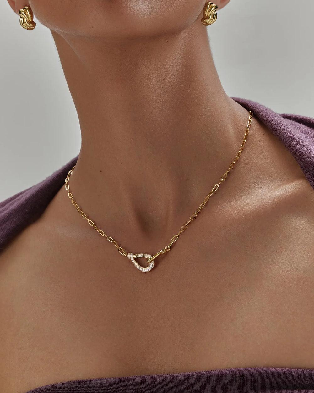 Ania Haie Swan Lake Gold Interlocked Pave & Polished Knot Necklace N077-05G