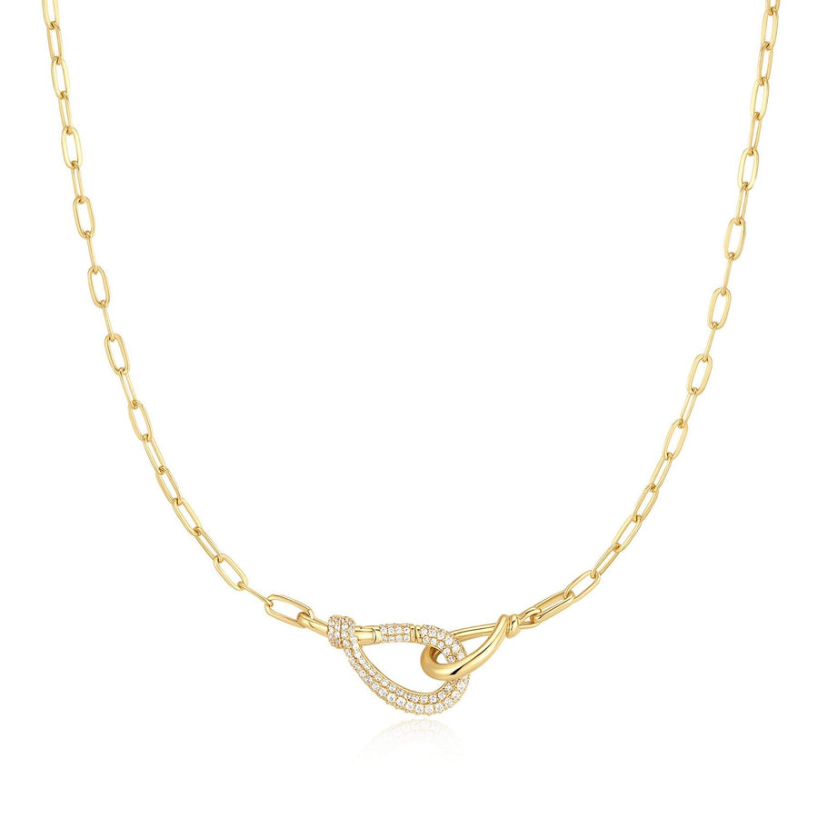 Ania Haie Swan Lake Gold Interlocked Pave & Polished Knot Necklace N077-05G